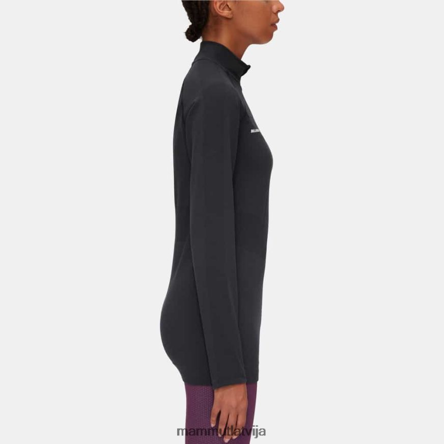 apģērbs Mammut pusgarās piedurknes ar rāvējslēdzēju melns sievietes 2TN48T1049