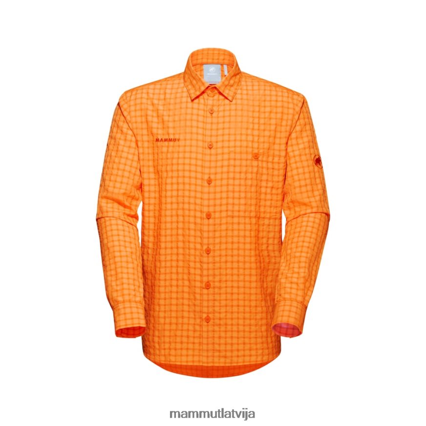 apģērbs Mammut krekls ar garām piedurknēm mandarīns-tumšais mandarīns vīriešiem 2TN48T917